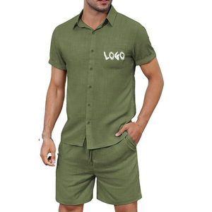 Ensemble de survêtement décontracté en molleton respirant pour homme, 2 pièces, t-shirt à manches courtes et short, personnalisable - Product Image 1