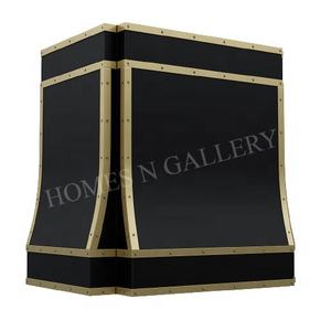 Hotte de cuisine en cuivre et laiton, de style antique, faite à la main, en acier inoxydable, en forme de boîte, pour îlot et mur, fabriquée en Inde. - Product Image 4