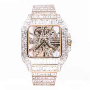 Reloj esqueleto de diamante de marca de calidad superior para hombre de lujo Moissanite Baguette diseño de corte exclusivo Hip Hop 925 reloj de plata - Product Image 2