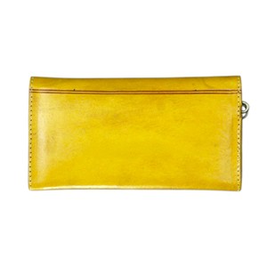 Portefeuille-pochette court pliable en cuir véritable jaune, gaufré et gravé à la main, pour usage quotidien - Product Image 2