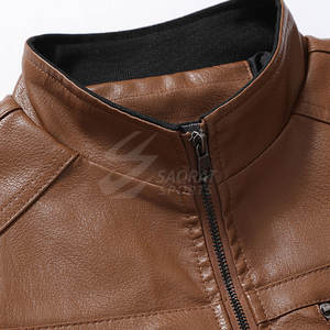 แจ็คเก็ตหนังวัวแท้ผู้ชายขายดี แฟชั่นใหม่สำหรับฤดูหนาว กันลม ระบายอากาศได้ดี พร้อมโลโก้ด้านหน้า - Product Image 3