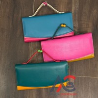 2025 dompet wanita multiwarna Clutch kulit unik daur ulang bergaya buatan tangan dompet kualitas tinggi indah