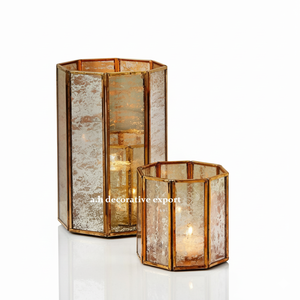 Farol de Vela Cuadrado Geométrico de Metal Dorado Desgastado, Ecológico, para Decoración Navideña y de Pascua, Uso en Interiores y Exteriores - Product Image 4