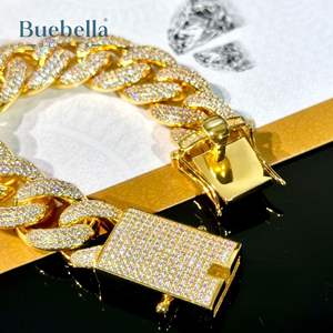 Hot Selling 18mm 18k Gold Plated VVS Moissanite Diamond Iced <b>Cuban</b> <b>Link</b> Bracelet - Product Image 3