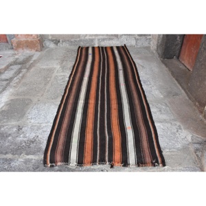 Tapis en laine Patchwork Orange noir traditionnel 9x12ft tapis de salon turc avec support en Latex pour décorations pour adolescents - Product Image 1