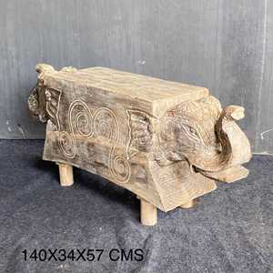 Rustic Handmade Wooden Elephant Bench for Home Furniture Use - Product Image 4
