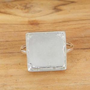 925 Sterling Silver Square Mounting Bezel Cup Best Quality DIY Collet <b>Ring</b> Jewelry Components Good Price for Exportation - Product Image 4