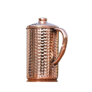 Jarra de Agua de Cobre Puro de Estilo Lujoso con Asa de Latón, Diseño Martillado para Servir Agua en la Mesa de la Cocina del Hogar - Product Image 3