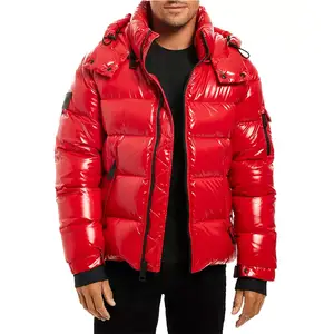 Повседневные зимние блестящие красные куртки на заказ для мужчин/высококачественные модные пуховики унисекс в новом стиле