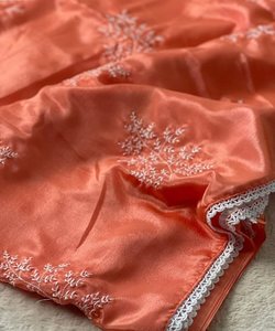 Party Wear Banarasi Silk Saree with Sequence Work for Professional Look Full-length Graceful Flowing Silhouette - Product Image 3