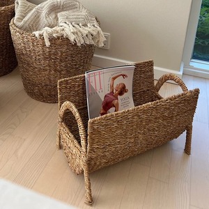 Meilleur prix pour accessoires de bureau : organiseur de brochures, de dossiers et de magazines en jonc de mer, fait main. - Product Image 5