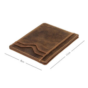Genuine <b>Leather</b> Men's Vintage Durable Anti-theft <b>Credit</b> <b>Card</b> <b>Holder</b> Pocket Wallet LCH-0148 - Product Image 2