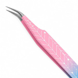 Pinzas de Precisión para Pestañas de Acero Inoxidable, Mango con Degradado Rosa y Azul, Punta Suave, Antiestáticas, Diseño Ligero - Product Image 4