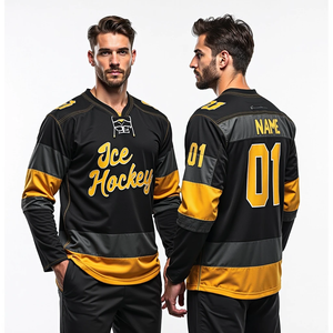 Obtenez des maillots de hockey sur glace personnalisés, des maillots de sport sublimés en sergé cousus en gros, des vêtements de hockey de haute qualité - Product Image 1