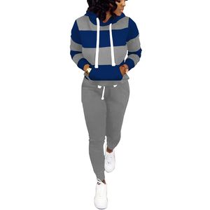 Survêtement 2 pièces pour femmes bloc de couleur tenues d'hiver 2024 sweat à manches longues ensembles de salon avec poches - Product Image 4