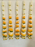 Guirlande de Fleurs Décorative en Tissu Rose Jaune Écologique MandapTemple Décoration Lovey-Dovey String Pendaison de Crémaillère Porte Murale Déco