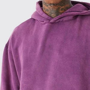 350gsm Heavyweight Fleece Boxy Fit Sweat à capuche surdimensionné Couleur unie Chenille Patch 100% Coton Polaire Chenille Broderie Hoodie - Product Image 4