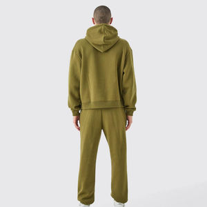 Survêtement de sport en molleton unisexe en vrac avec logo personnalisé sweat à capuche uni et épais en coton éponge français surdimensionné de haute qualité - Product Image 4