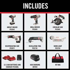 20V MAX Cordless Drill <b>Set</b> Combo Kit 6 Tools Impact <b>Driver</b> Circular Saw Reciprocating Saw Oscillating Tool Cutting Blade Battery - Product Image 6