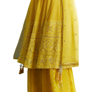 Jaune une ligne Georgette Kurta Palazzo costume en gros femmes vêtements ethniques OEM usine de vêtements fournisseur personnalisé fête porter tenue - Product Image 4