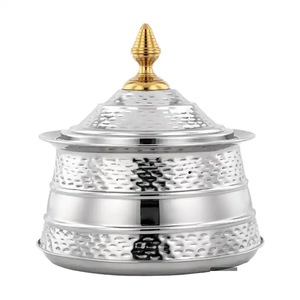 Casserole décorative Ramadan couleur argent Design de luxe ensemble de 3 étuis chauds en métal de qualité supérieure couvercle martelé décor pour la maison et l'hôtel - Product Image 5