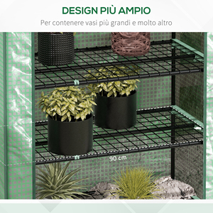 Outsunny Invernadero de 5 Niveles con Entrada Enrollable, Acero y Polietileno, 90x49x193 cm, Verde - Product Image 4