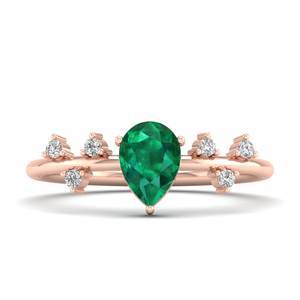 Bague en argent sterling 925 de conception exclusive REYES, pierre précieuse émeraude taille poire de 0,75 carat avec moissanite, vente en gros de bijoux fins - Product Image 5