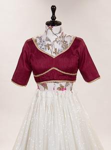 Georgette-Blusa de estilo elegante para mujer, blusa de trabajo lisa y Chinon Dupatta, fabricante de moda - Product Image 4