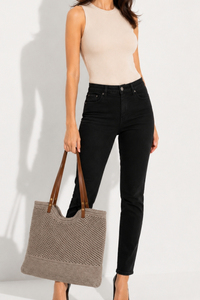 Bolso de Hombro Tejido para Mujer con Correa de Cuero, Bolso Tote Casual Elegante, Bolso de Ganchillo a la Moda, Bolso Tejido para Uso Diario - Product Image 3