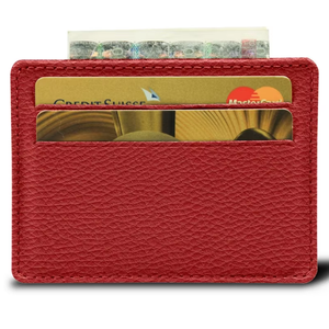 Cartera RFID delgada con forro de satén de cuero de vaca genuino con logotipo personalizado, tarjetero negro con cierre abierto, regalo de longitud corta - Product Image 1