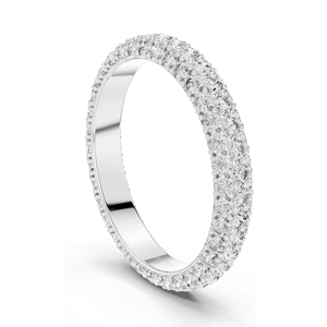 Bague éternité triple rangée ronde brillante de 1,512 carats pour femme, diamants de laboratoire VVS-VS EF CVD, 18 carats, 14 carats, 10 carats et argent 925 - Product Image 2