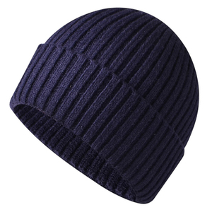 2025 hiver chaud tricoté noir bonnet écharpe ensemble 100% coton côtelé laine plaine bonnet chapeau avec motif d'impression - Product Image 5