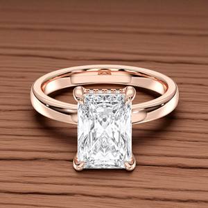 3.19 Carat E-F/VVS-VS Moissanite Radiant & Forme Ronde Diamant Prong Set Solitaire Bague de Fiançailles pour Femme en Argent - Product Image 3
