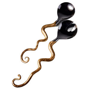 Strong Wholesale High Quality Metal Spoons with Wavy Gold <b>Handle</b> Stainless Steel <b>Kitchen</b> Cookware Serving Utensil SetFor Home - Product Image 1