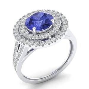 แหวนเพชรเดี่ยวประดับแทนซาไนต์ทองคำแท้ 14K 18K ดีไซน์หรูหราสั่งทำได้จาก REYES OEM ODM สำหรับผู้หญิง - Product Image 2