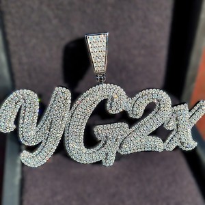 Colgante Personalizado con Nombre para Hombre, Plata de Ley 925, Certificado IGI, Chapado en Oro de 14k y 18k, Joyería Fina Hip Hop, Diamante Moissanita VVS - Product Image 5