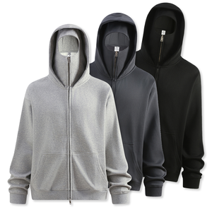 Sweat à capuche zippé pour homme avec logo personnalisé, orné de strass, uni, séchage rapide, respirant, avec poche, en tissu polaire 100% coton - Product Image 1