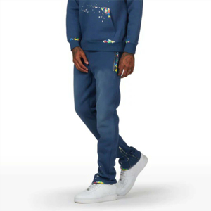 Conjunto de chándal de invierno de 2 piezas de alta calidad para hombre, Sudadera con capucha y cremallera, pantalones de chándal holgados con diseño estampado, trajes para correr para hombre - Product Image 2