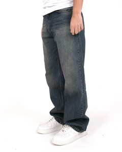 กางเกงผ้าเดนิมสไตล์แบ็กกี้ผ้าฝ้ายคุณภาพระดับพรีเมียมสำหรับ100% กางเกงทรงหลวมชุดสตรีทแวร์ผ้าปักไฮสตรีทขายส่งบริการ OEM - Product Image 2