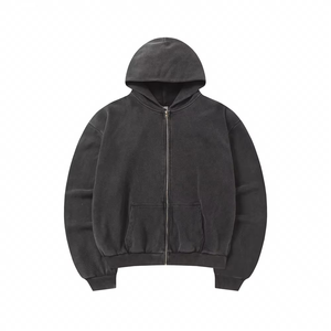 Sweat à capuche d'hiver en polaire à fermeture éclair, noir, gris, bleu, décontracté, tendance, hip-hop, streetwear, skateboard, homme/femme, pull brodé 100% - Product Image 1