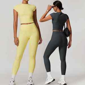 <b>Ladies</b> Yoga Set Tank Top And <b>Leggings</b> Two Piece Workout Outfit Custom Gymwear OEM Activewear Fitness Clothing Women - Product Image 3