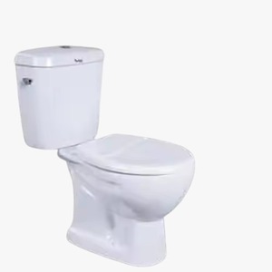Ensemble de toilettes en céramique monobloc à double chasse d'eau de style européen certifié CE, cuvette carrée moderne de placard d'eau de WC avec piège en P pour hôtels - Product Image 4