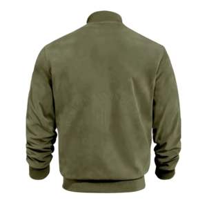 2024 o-cou Bomber veste hommes haute qualité toile fermeture éclair haut 100% véritable bouffant Look nouveau Design printemps plaine teint intelligent décontracté - Product Image 2