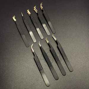 Pinzas de pestañas de oro negro, precio al por mayor, logotipo personalizado, agarre fuerte de acero sostenible, pinzas de extensión de pestañas de alta calidad - Product Image 6