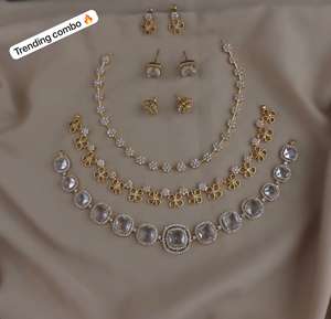 Conjunto de Collar con Acabado Mate CZ, Oferta Combinada, Perfecto para Bodas, Uso Diario, Conjuntos de Collar de Calidad Premium - Product Image 6