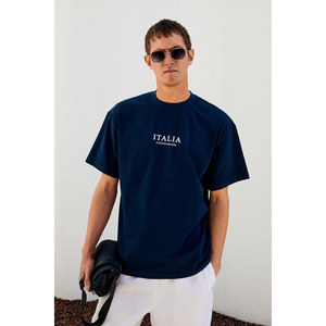 T-shirt à manches courtes surdimensionné pour homme GRIMELANGE ITALIA, 100% coton biologique, imprimé devant et derrière - Product Image 1
