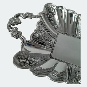 Luxury Rectangle Silver Finished Serving <b>Bowl</b> with Stand for Fruits <b>Snacks</b> and Decorative Display Handcrafted From India - Product Image 6