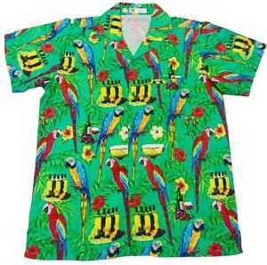 Vente en gros de chemises hawaïennes pour hommes, en coton, de meilleure qualité, imprimé cerise et perroquet, articles de plage, à bas prix - Product Image 1