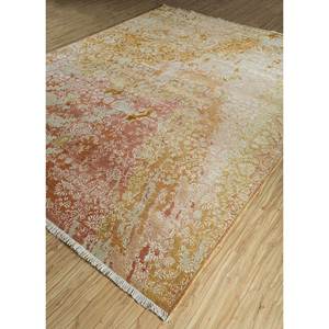 Alfombras de Lana y Seda de Bambú Anudadas a Mano del Lejano Oriente, Rojas y Naranjas con Diseño Floral, para Sala de Estar, Pasillo, Alfombra Rectangular Hecha a Mano-Skwb-32 - Product Image 2