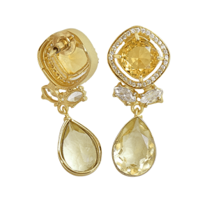 Wholesale Handmade Brass Drop Earrings Bulk Zircon Organic Stone 18K Gold Plated Classic <b>Water</b> Drop Shape Wedding Earrings - Product Image 5